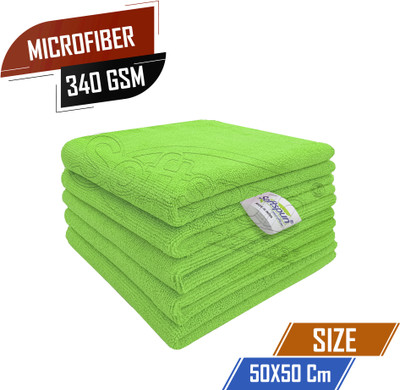 SOFTSPUN Microfiber Vehicle Washing  Cloth(Pack Of 5, 340 GSM)