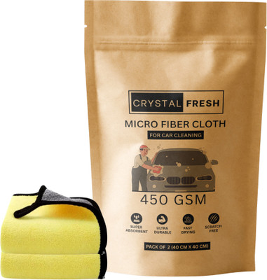 CRYSTALFRESH Microfiber Vehicle Washing  Cloth(Pack Of 2, 450 GSM)