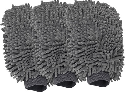 MOCKHE Microfiber Vehicle Washing  Washing Mitt Hand Glove(Pack Of 3, 1700 GSM)