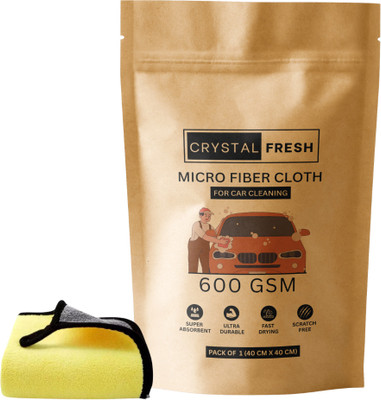 CRYSTALFRESH Microfiber Vehicle Washing  Cloth(Pack Of 1, 600 GSM)