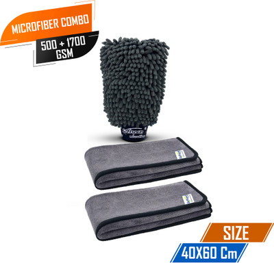 SOFTSPUN Microfiber Vehicle Washing  Cloth(Pack Of 3, 500 GSM)