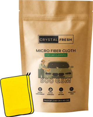 CRYSTALFRESH Microfiber Vehicle Washing  Cloth(Pack Of 2, 500 GSM)