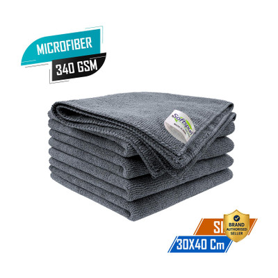 SOFTSPUN Microfiber Vehicle Washing  Cloth(Pack Of 5, 340 GSM)