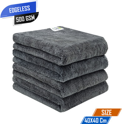 SOFTSPUN Microfiber Vehicle Washing  Cloth(Pack Of 4, 500 GSM)
