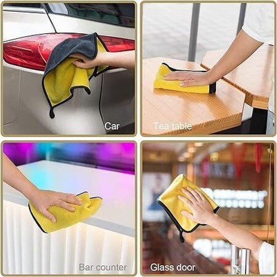 Manav Pack of 6 Lint Free Dual Sided Vehicle, Glass & floor Cleaning Cloth US5.1989 Wet and Dry Microfiber Cleaning Cloth(6 Units)