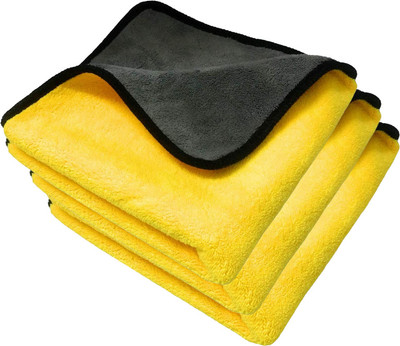 Fezora Microfiber Vehicle Washing  Cloth(Pack Of 3, 800 GSM)