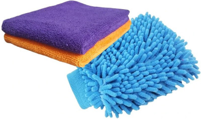 Cathiya sales Microfiber Vehicle Washing  Cloth(Pack Of 3, 350 GSM)