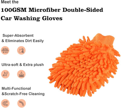 CORAL INDIA Microfiber Vehicle Washing  Hand Glove(Pack Of 1)