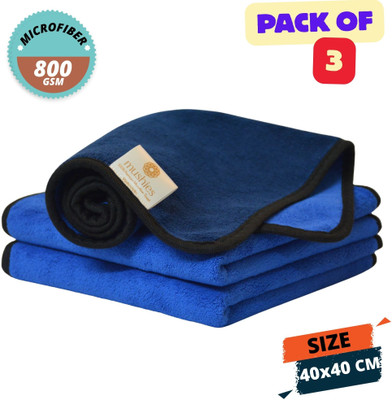MUSHIES Microfiber Vehicle Washing  Cloth(Pack Of 3, 800 GSM)