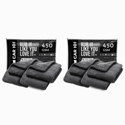 CAR101 Microfiber Vehicle Washing  Cloth(Pack Of 8, 450 GSM)