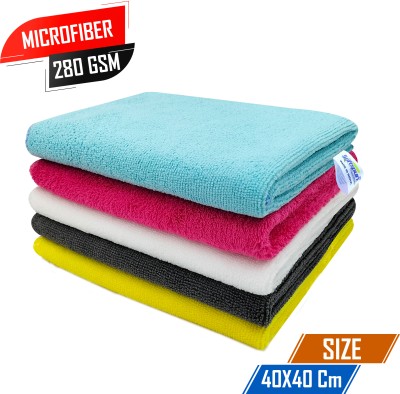 SOFTSPUN Microfiber Vehicle Washing  Cloth(Pack Of 5, 280 GSM)