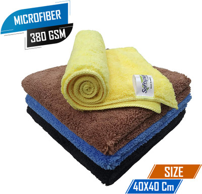 SOFTSPUN Microfiber Vehicle Washing  Cloth(Pack Of 4, 380 GSM)