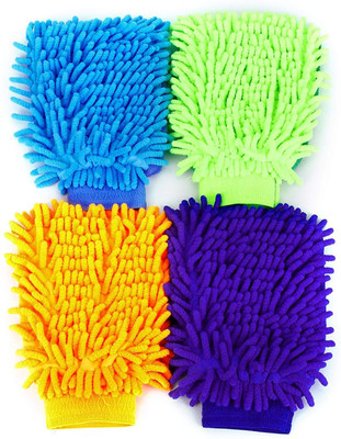 carempire Microfiber Vehicle Washing  Washing Mitt Hand Glove(Pack Of 4)
