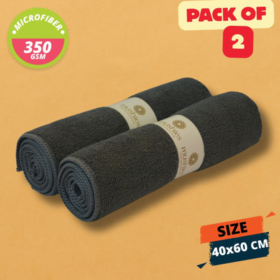 MUSHIES Microfibre 350 GSM Cleaning Cloths (Grey, 2 Pcs, 60x40 cm) Wet and Dry Microfiber Cleaning Cloth(2 Units)