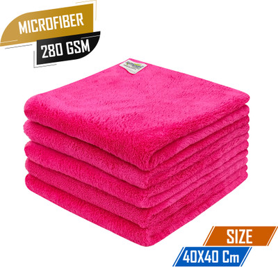 SOFTSPUN Microfiber Vehicle Washing  Cloth(Pack Of 5, 280 GSM)