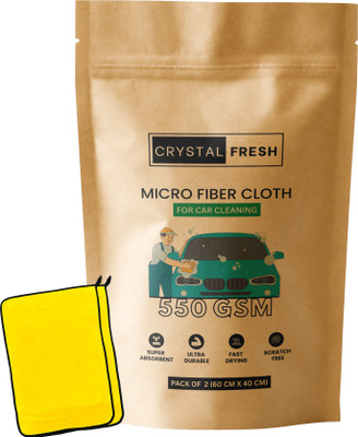 CRYSTALFRESH Microfiber Vehicle Washing  Cloth(Pack Of 2, 550 GSM)