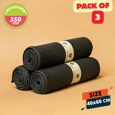 MUSHIES Microfibre 350 GSM Cleaning Cloths (Grey, 3 Pcs, 60x40 cm) Wet and Dry Microfiber Cleaning Cloth(3 Units)