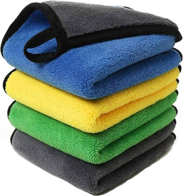 LIME Microfiber Vehicle Washing  Cloth(Pack Of 3, 800 GSM)