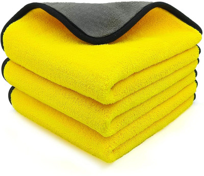 Amcare Microfiber Vehicle Washing  Cloth(Pack Of 3, 500 GSM)