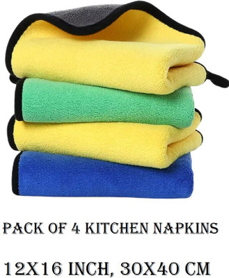 Cotton Bolls Textiles Microfiber Vehicle Washing  Cloth(Pack Of 4, 600 GSM)