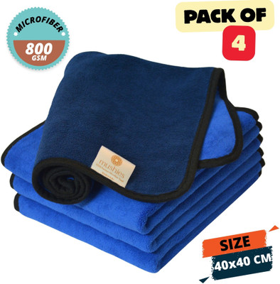 MUSHIES Microfiber Vehicle Washing  Cloth(Pack Of 4, 800 GSM)