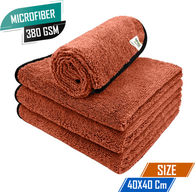 SOFTSPUN Microfiber Vehicle Washing  Cloth(Pack Of 4, 380 GSM)