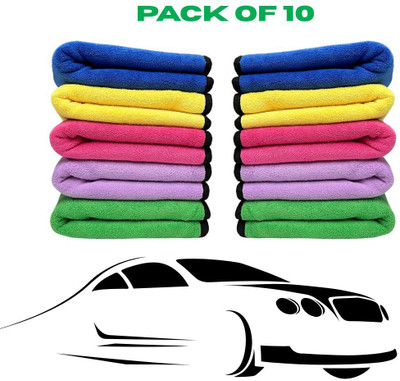 BAWALY Microfiber Vehicle Washing  Cloth(Pack Of 10, 800 GSM)