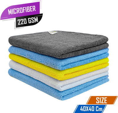 SOFTSPUN Microfiber Vehicle Washing  Cloth(Pack Of 5, 220 GSM)