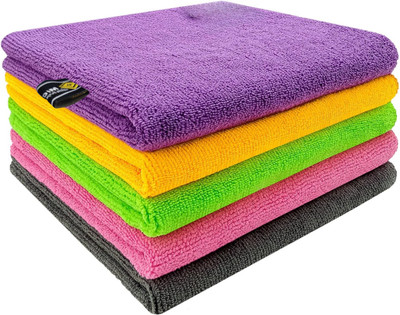 MicroMagic Microfiber Vehicle Washing  Cloth(Pack Of 5, 350 GSM)