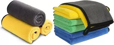 BANISTROKES Microfiber Vehicle Washing  Cloth(Pack Of 9, 800 GSM)