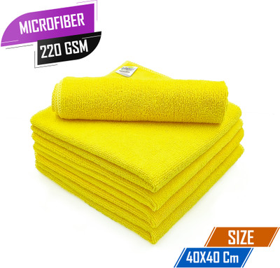 SOFTSPUN Microfiber Vehicle Washing  Cloth(Pack Of 5, 220 GSM)
