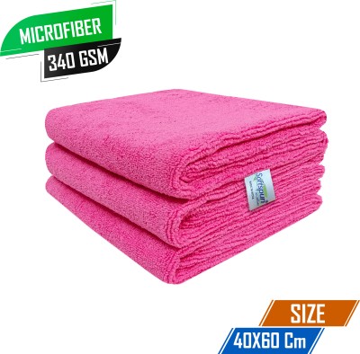 SOFTSPUN Microfiber Vehicle Washing  Cloth(Pack Of 3, 340 GSM)