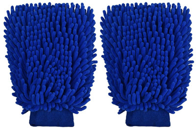 HOTKEI Microfiber Vehicle Washing  Washing Mitt Hand Glove(Pack Of 2, 1700 GSM)