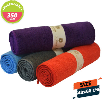 MUSHIES Microfiber Vehicle Washing  Cloth(Pack Of 4, 350 GSM)