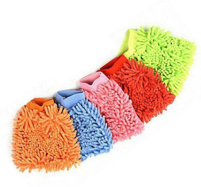 Cathiya sales Microfiber Vehicle Washing  Hand Glove(Pack Of 5, 1700 GSM)