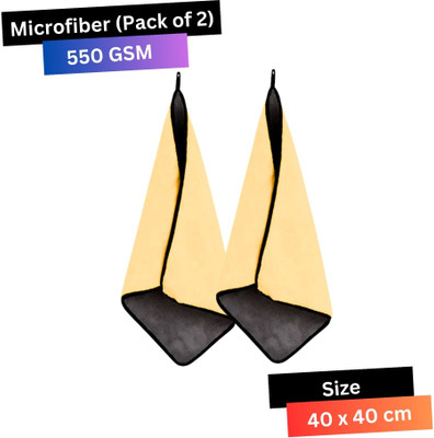 CRYSTALFRESH Microfiber Vehicle Washing  Cloth(Pack Of 2, 550 GSM)