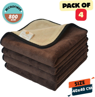 MUSHIES Microfiber Vehicle Washing  Cloth(Pack Of 4, 800 GSM)