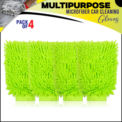 BRXR Microfiber Vehicle Washing  Hand Glove(Pack Of 4, 1700 GSM)