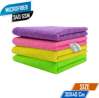 SOFTSPUN Microfiber Vehicle Washing  Cloth(Pack Of 4)