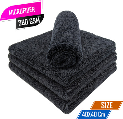 SOFTSPUN Microfiber Vehicle Washing  Cloth(Pack Of 4, 380 GSM)