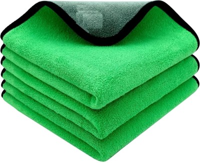 MAKAGE Microfiber Cloth for Car 600 GSM 40X40cms 5 Pcs Green+Grey Extra Thick Wet and Dry Microfiber Cleaning Cloth(5 Units)