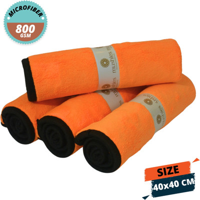 MUSHIES Microfiber Vehicle Washing  Cloth(Pack Of 4, 800 GSM)