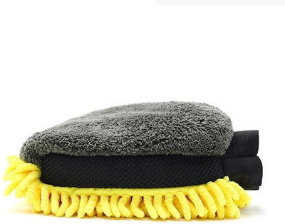 FIVANIO Microfiber Vehicle Washing  Washing Mitt Hand Glove(Pack Of 1, 800 GSM)