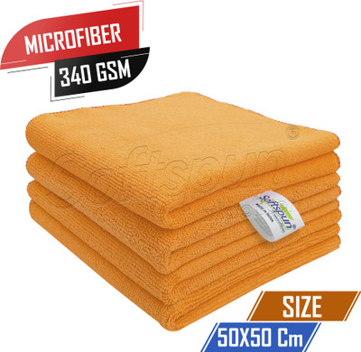 SOFTSPUN Microfiber Vehicle Washing  Cloth(Pack Of 5, 340 GSM)