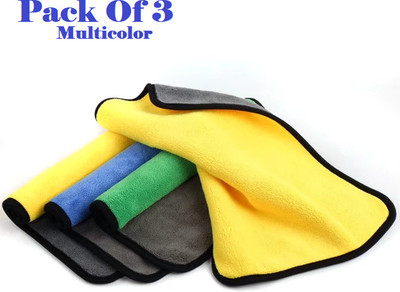 AirSoft Cotton, Microfiber Vehicle Washing  Cloth(Pack Of 3, 800 GSM)