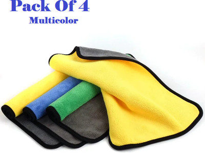 AirSoft Cotton, Microfiber Vehicle Washing  Cloth(Pack Of 4, 800 GSM)