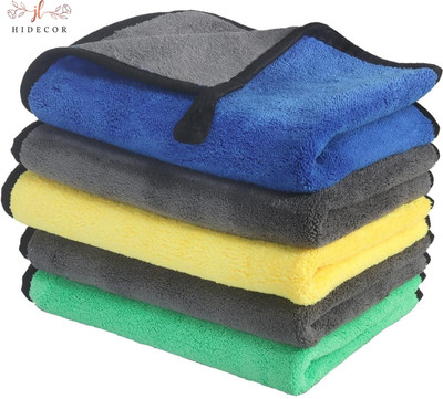 hidecor Microfiber Vehicle Washing  Cloth(Pack Of 5, 800 GSM)
