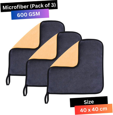 CRYSTALFRESH Microfiber Vehicle Washing  Cloth(Pack Of 3, 600 GSM)