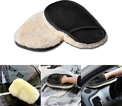 SIMESTICH Microfiber Vehicle Washing  Washing Mitt Hand Glove(Pack Of 1, 400 GSM)