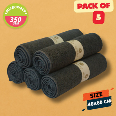 MUSHIES Microfibre 350 GSM Cleaning Cloths (Grey, 5 Pcs, 60x40 cm) Wet and Dry Microfiber Cleaning Cloth(5 Units)
